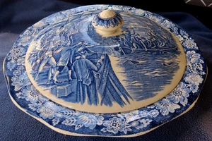Vintage Liberty blau bedeckt Gemüseschüssel, Servieren - Boston Tea Party, Kasserolle - Bild 1 von 6