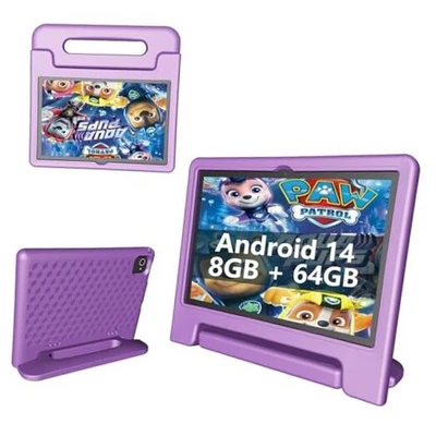 Kids Tablet 8GB+64GB, 10 Inch Android 14 Tablet for Kids 6000mAh with B-Purple - Image 1 of 4
