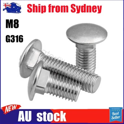 M8 Cup Head Bolt s Screw s Carriage Coach Marine Course Stainless Steel G316 - image 1 of 3