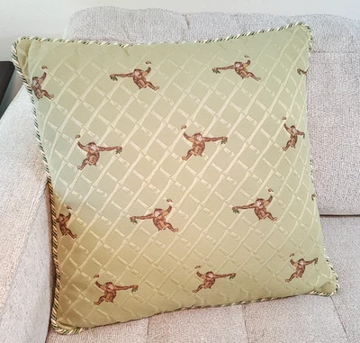 Almohada decorativa mono oscilante bambú safari selva borde cuerda 20"x20" Foto 1 de 4