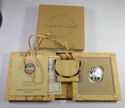 2004 Lewis and Clark Coin and Pouch Set w Silver Proof Dollar $1 Coin #58063M - Image 1 of 4