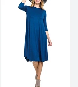 Vestido Architect Azul Línea A Para Mujer Manga 3/4 Informal Preppy Resortwear Petite XL - Imagen 1 de 12