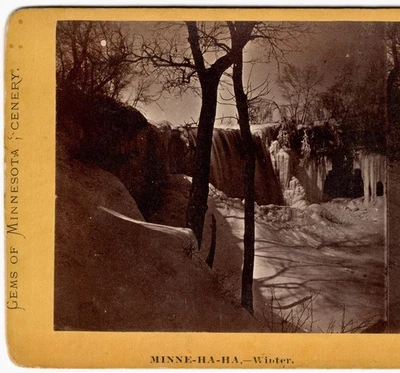 MINNESOTA SV - Minneapolis Minnehaha Minne-ha-ha зимний лунный свет Уитни 1870-е - Изображение 1 из 3