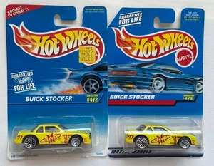Lot of 2 Hot Wheels BUICK STOCKER (Yellow) 1996 Collector #472 2 Card Styles - Picture 1 of 9