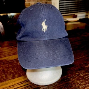 Polo Ralph Lauren Cotton Baseball Hat Navy Blue / Yellow Pony Strapback Cap - Picture 1 of 11
