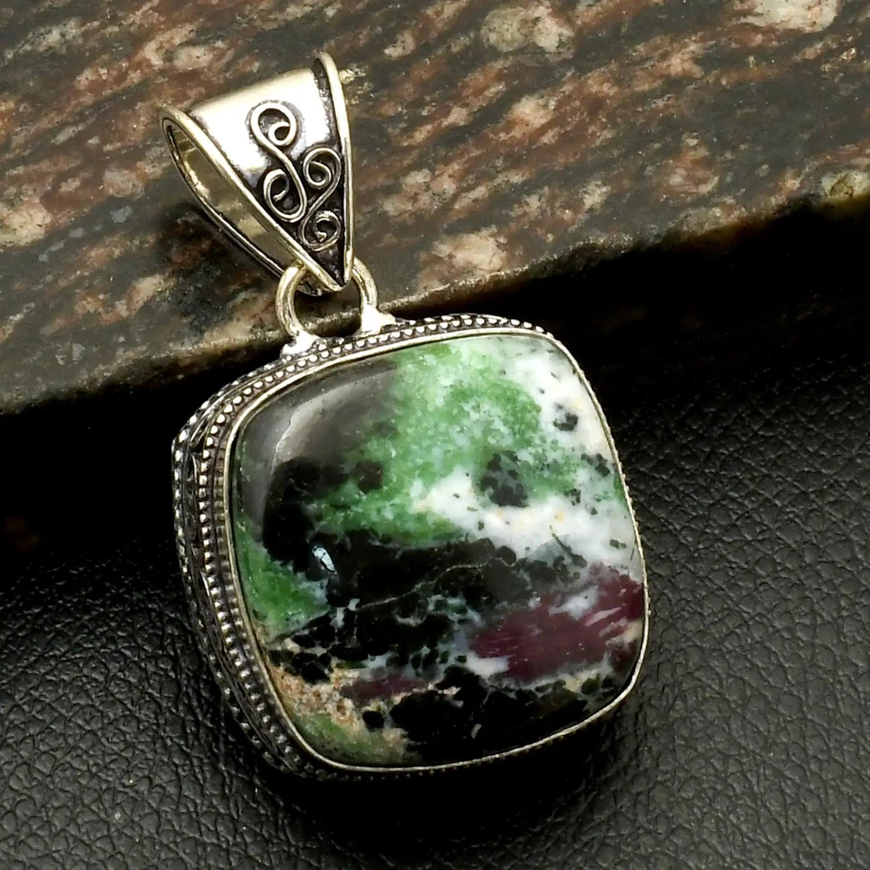 Rubí Zoisita Piedras Preciosas Étnico Diseño Antiguo Colgante Joyería Regalo 1.76" AP-44475 Foto 1 de 1
