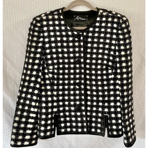 Blazer Lourdes Chávez Alta Costura 100% Lana Pura Tweed - Chaqueta S/M - Imagen 1 de 7