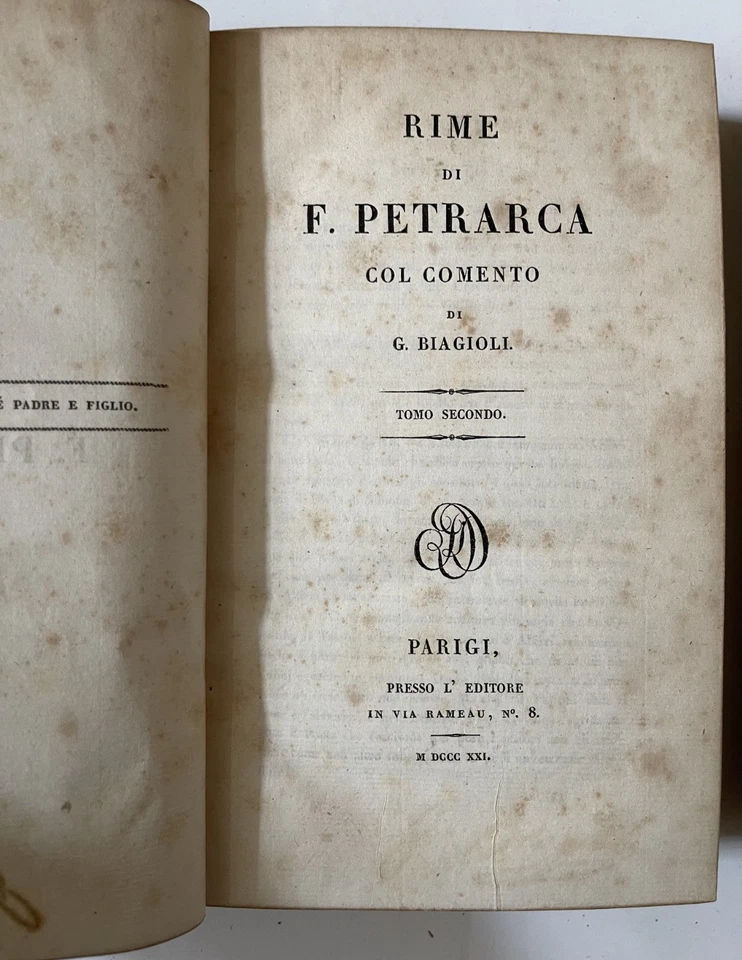 Petrarca Francesco Biagioli, G. Rime di Francesco Petrarca, Petrarca Francesco - Immagine 1 di 1
