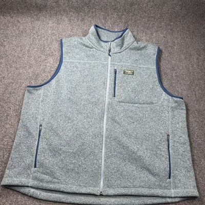 LL Bean Vest Mens 3XL Gray Slightly Fitted Fleece Full Zip Outdoors Pockets - Image 1 of 4