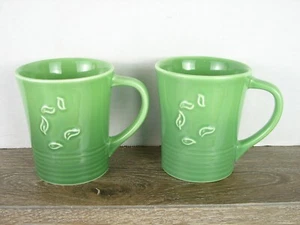 2 tazas de café de cerámica con diseño de hoja verde The Republic Of Tea publicidad de 4" - Imagen 1 de 7