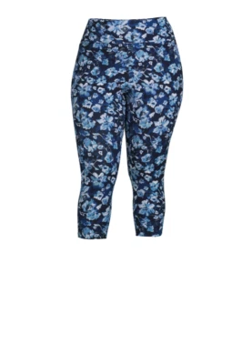 Nuevo Terra & Sky Mujer Plus Tiro Alto Azul Floral Capri Leggings Súper Suave U pic Foto 1 de 4