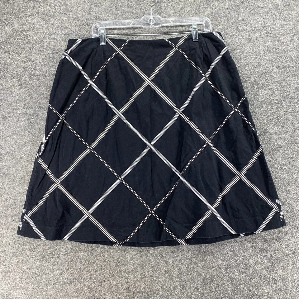 Falda Talbots Mujer 20W Plus Negra Geométrica Línea A Midi Cremallera tiro medio elástica Foto 1 de 4