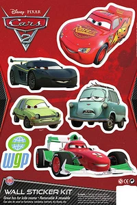 Kit de colección de pegatinas de decoración de habitación de pared de 3 hojas de personajes de Disney Cars - Imagen 1 de 3