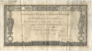 Banque de France - Quittung für Goldzahlung für die Landesverteidigung 14.10.1916 - Bild 1 von 2