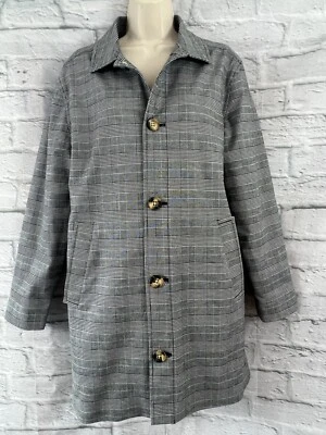 Nicole Farhi Mens Check Jacket Longline Mix Sport Coat Grey Size S Cotton Pocket - Image 1 of 4