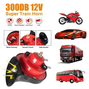12V 300DB Super Loud Train Horn Waterproof Motorcycle Car Truck SUV Boat Red - Picture 1 of 7