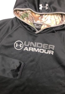 Under Armour Storm Youth Boys YXL Hoodie Cold Gear Loose Realtree Xtra Black - Picture 1 of 7
