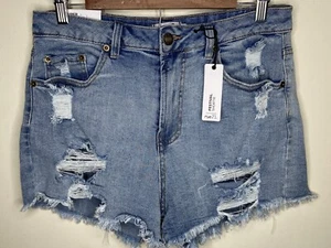 Rue 21 Women’s Size 9 Super Hi Rise Jean Shorts Distressed Cut Offs NWT - Picture 1 of 10