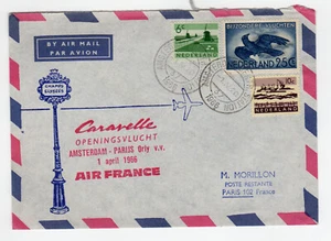Pays-Bas 1966 1er vol AIR FRANCE Caravelle Amsterdam - Paris sur lettre /L5085 - Picture 1 of 1