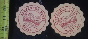 Vintage Pair Alexandra Hotel Natal BC Rod & Gun Club Bridge Drink Coasters - Bild 1 von 2