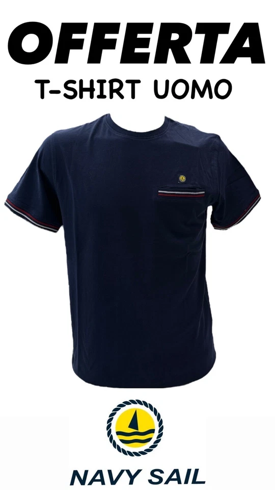 T-SHIRT "NAVY SAIL" 100% COTONE MEZZA MANICA TG:M-L-XL-XXL-XXXL - Immagine 1 di 4