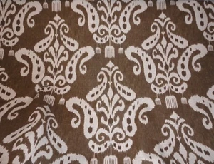 7 YARDS VILBER TEXTILES FABRIC ~ KILIM ~ BEIGE & BROWN ~ DRAPERY / UPHOLSTERY - Picture 1 of 2