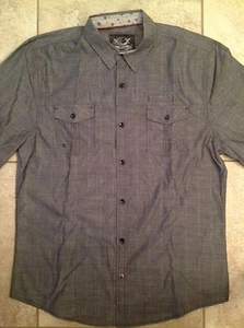 CAMISA DE VESTIR "DRILL" PARA HOMBRE NUEVA CON ETIQUETAS, GRIS, XL, MANGA LARGA, INFORMAL, ROPA DE CLUB, CARRERA - Imagen 1 de 5