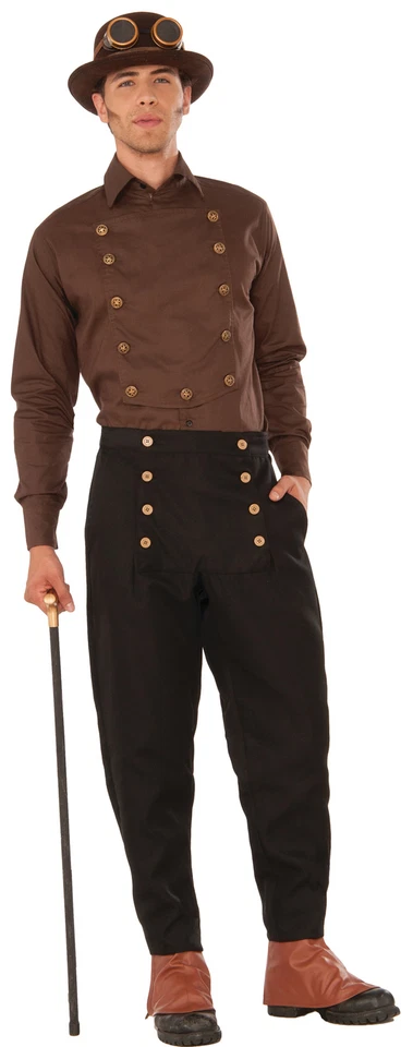 Steampunk Adulto Hombre Disfraz Marrón Babero Frontal Cuello Camisa Foro Novedades Foto 1 de 1