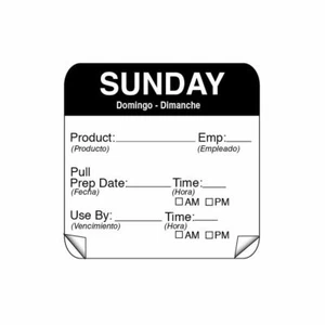 DayMark 115151-7 ToughMark 2" Sunday Use By Day Square - 500 / RL - Picture 1 of 1