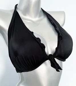 Nwt Victorias Secret Black Capri Ruffle Halter Swim Bikini Top 40C - Picture 1 of 3