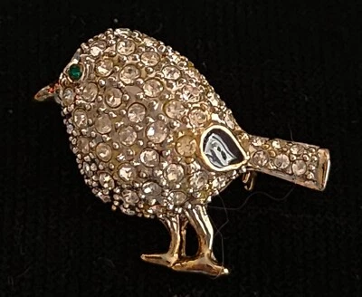 PAVÉ CRISTALES AMORTIGUADOR PÁJARO OJO VERDE PIN-1.2"-HERMOSO☆WOW!!! EXCELENTE ESTADO Foto 1 de 2