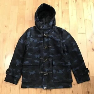 BAPE Wool Duffle Coat Blue camo a bathing ape NIGO Size M - Picture 1 of 9
