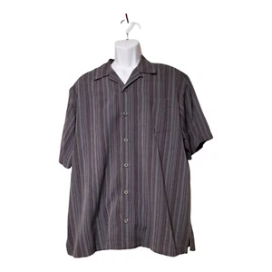 Tommy Bahama 100% Silk Men's L  Gray Multi-Colored Stripes Button Down Shirt - Picture 1 of 7