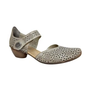 Rieker Mirjam Mary Jane Leather shoes Taupe Comfort Boho Lagenlook 8.5 - Picture 1 of 11