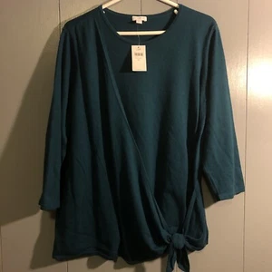 J. Jill Cashmere Modal Blend Faux Wrap Top Size XL NWT NEW Blouse Cotton Casual - Picture 1 of 7