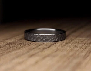 Gehämmerter Sterling Silber Ring mattes Finish Herren Ehering bequeme Passform " - Bild 1 von 5