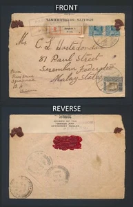 1918 SIAM THAILAND COVER TO SEREMBAN MALAYA, PENANG & STRAITS CENSOR SEALS B1AG2 - Picture 1 of 24