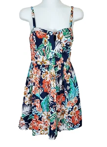 Band of Gypsies Kleid klein dunkelblau Blumen gesmokt geformt Cup Bustier - Bild 1 von 14