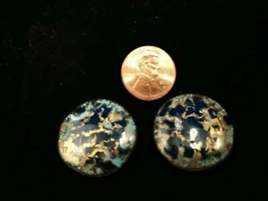 BLUE BLACK COPPER OR GOLDTONE METAL CLIP ON BUTTON EARRING 1980s-1990s VINTAGE - Picture 1 of 5
