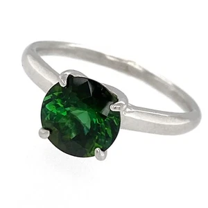 Anillo solitario de platino - talla 10,25 - con turmalina verde brasileña de 2,75 quilates 6,5 g - Imagen 1 de 10