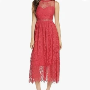 Foxiedox Bravo Zulú Sweetheart Midi Encaje Vestido de Cóctel Rojo XL Fecha Noche Nuevo con Etiquetas - Imagen 1 de 10