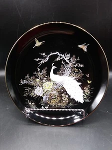 Plato Shibata Japón Oro Negro Porcelana 10,25" Pavo Real Mariposas Flores - Imagen 1 de 12