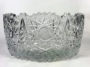 Vintage Cut Crystal Bowl Daisies and Stars Glass Bowl - Picture 1 of 7