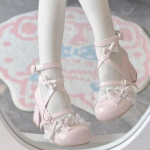 Nuevos Zapatos Para Mujer Dulce Lolita Tacones Altos Floral Mary Jane Charol Zapatos - Imagen 1 de 19