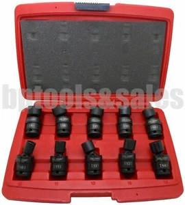 10 PC 3/8" Flex Ball Joint Socket Head Kit for Electric Impact Pneumatic Wrench - Picture 1 of 3