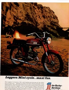 Rote Harley-Davidson Leggero 1971 Vintage Printwerbung ~ Mini Cycle...Max Fun. - Bild 1 von 1