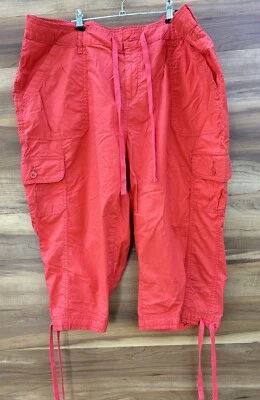 St Johns Bay Womens Canvas Stretch Capri Pant Shorts Size 22W Coral Red - Image 1 of 4
