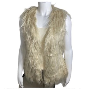 Wet Seal| Ivory Faux Fur Boho Vest Size Small - Picture 1 of 4