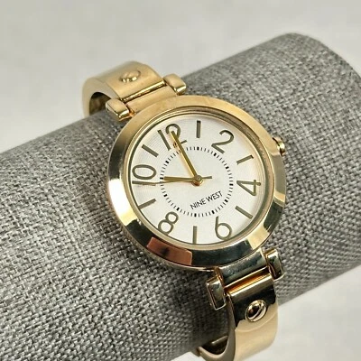 Nine West Watch Womens 32mm Gold Tone 7" Quartz Casual Classic New Battery - Image 1 of 4
