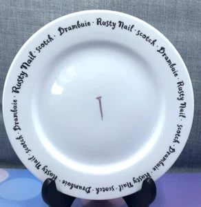 Pottery Barn Bar Lingo RUSTY NAIL Cocktail/Appetizer/REPLACEMENT Plate 8" White - Picture 1 of 4
